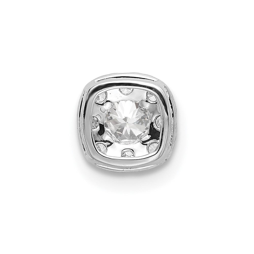 14k White Gold 1/3 carat Lab Grown Diamond VS/SI+ G+ Complete Cushion Halo Chain Slide Pendant
