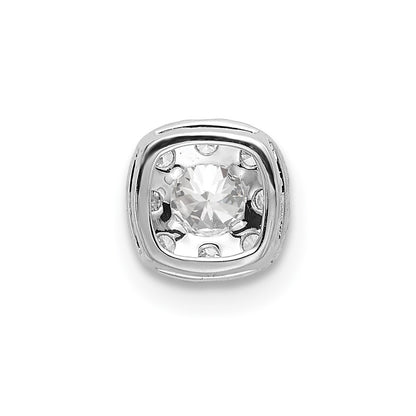 14k White Gold 1/3 carat Lab Grown Diamond VS/SI+ G+ Complete Cushion Halo Chain Slide Pendant