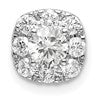 14k White Gold 1/2 carat Lab Grown Diamond VS/SI+ G+ Complete Cushion Halo Chain Slide Pendant