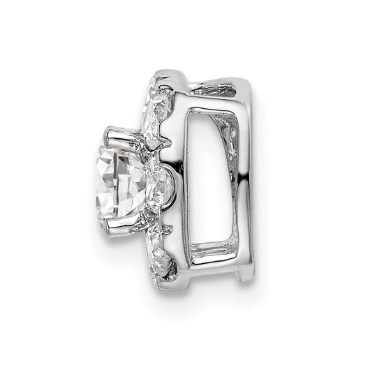 14k White Gold 1 carat Lab Grown Diamond VS/SI+ G+ Complete Cushion Halo Chain Slide Pendant