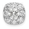 14k White Gold 1 carat Lab Grown Diamond VS/SI+ G+ Complete Cushion Halo Chain Slide Pendant