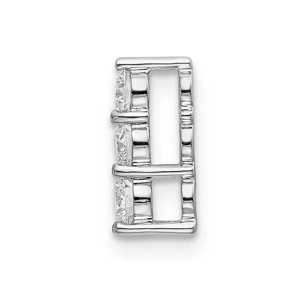 14k White Gold 1/4 carat Lab Grown Diamond VS/SI+ G+ Three Stone Chain Slide Pendant