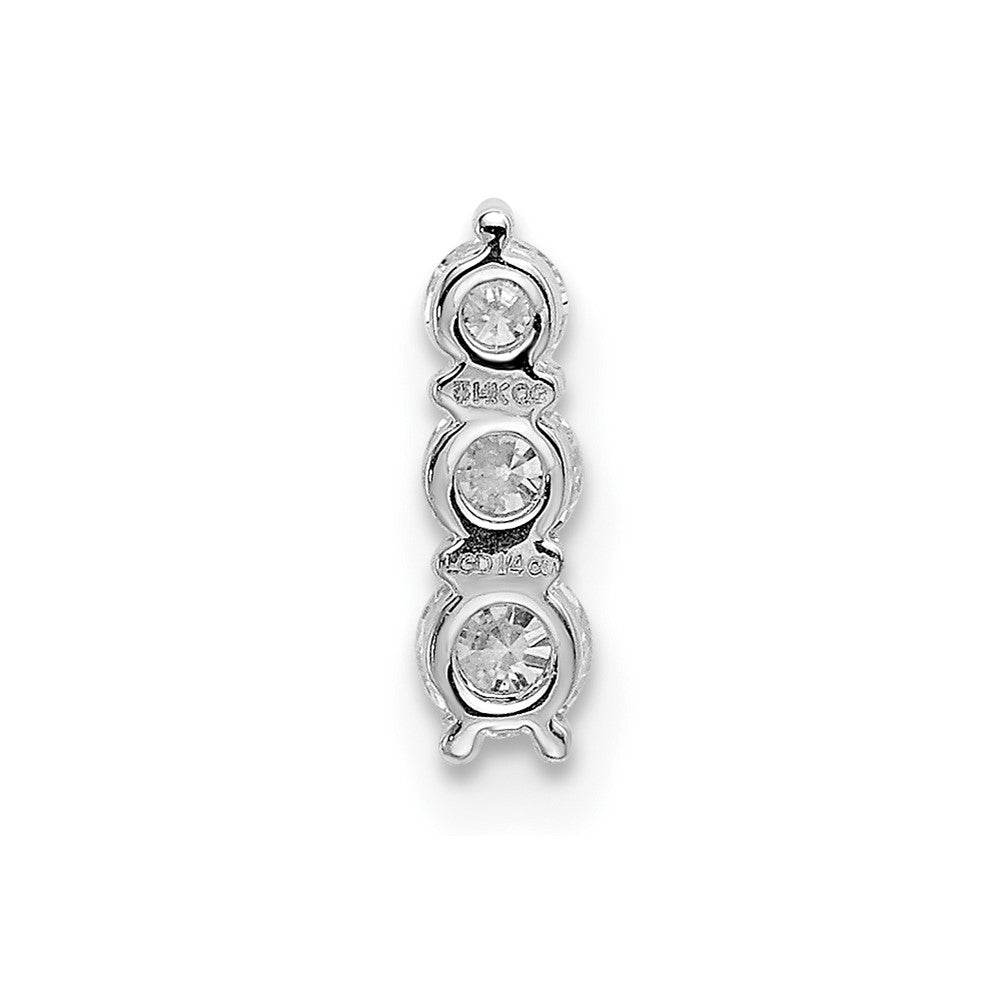 14k White Gold 1/4 carat Lab Grown Diamond VS/SI+ G+ Three Stone Chain Slide Pendant