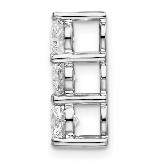 14k White Gold 1 carat Lab Grown Diamond VS/SI+ G+ Three Stone Chain Slide Pendant
