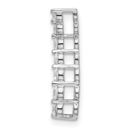 14k White Gold 1/3 carat Lab Grown Diamond VS/SI+ G+ Seven Stone Curved Bar Chain Slide Pendant
