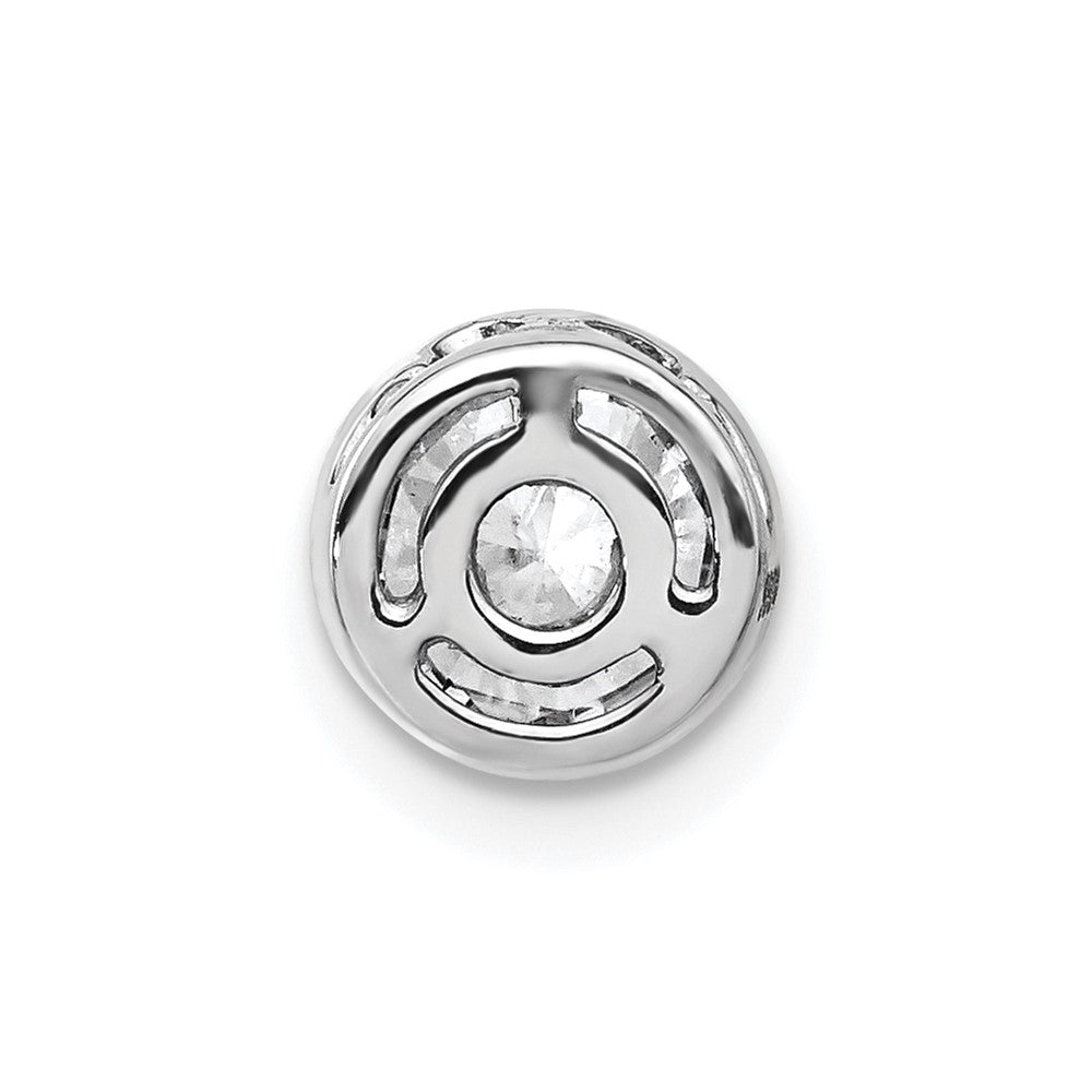 14k White Gold 1 carat Lab Grown Diamond VS/SI+ G+ Round Complete Bezel Chain Slide Pendant