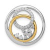 14k Two Tone 1/5 carat Lab Grown Diamond VS/SI+ G+ Complete Circle Cluster Chain Slide Pendant