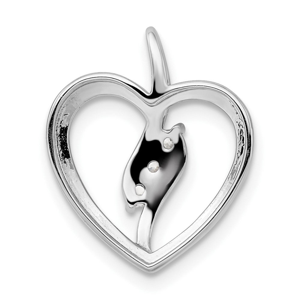 14k White Gold 1/10 carat Lab Grown Diamond VS/SI+ G+ Complete Open Heart Pendant