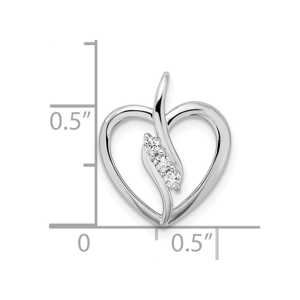 14k White Gold 1/10 carat Lab Grown Diamond VS/SI+ G+ Complete Open Heart Pendant