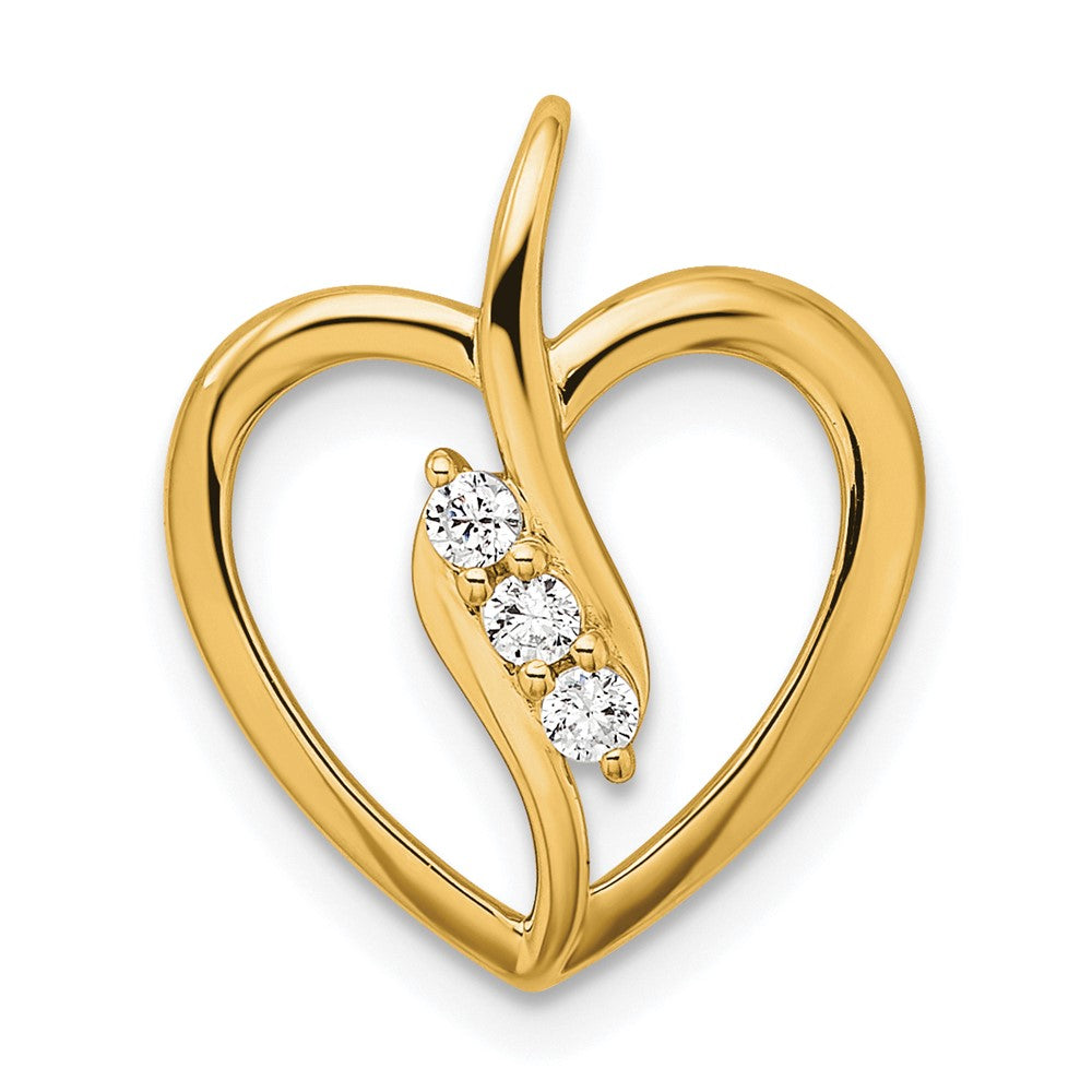 14k 1/10 carat Lab Grown Diamond VS/SI+ G+ Complete Open Heart Pendant