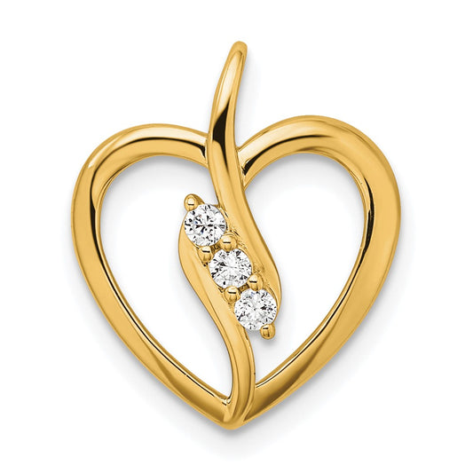 14k 1/10 carat Lab Grown Diamond VS/SI+ G+ Complete Open Heart Pendant