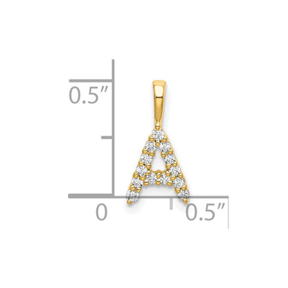 14k 1/8 carat Lab Grown Diamond VS/SI+ G+ Complete Letter A Initial Pendant