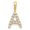 14k 1/8 carat Lab Grown Diamond VS/SI+ G+ Complete Letter A Initial Pendant