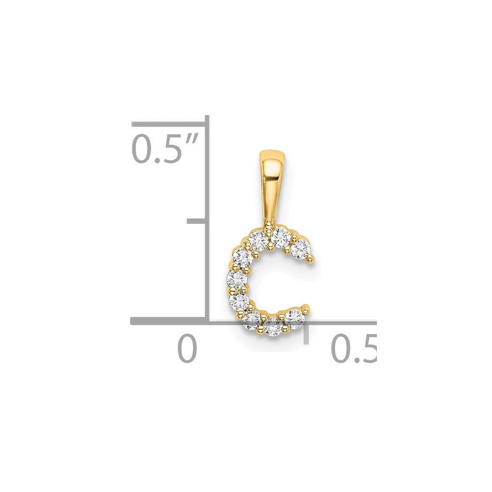 14k 1/10 carat Lab Grown Diamond VS/SI+ G+ Complete Letter C Initial Pendant