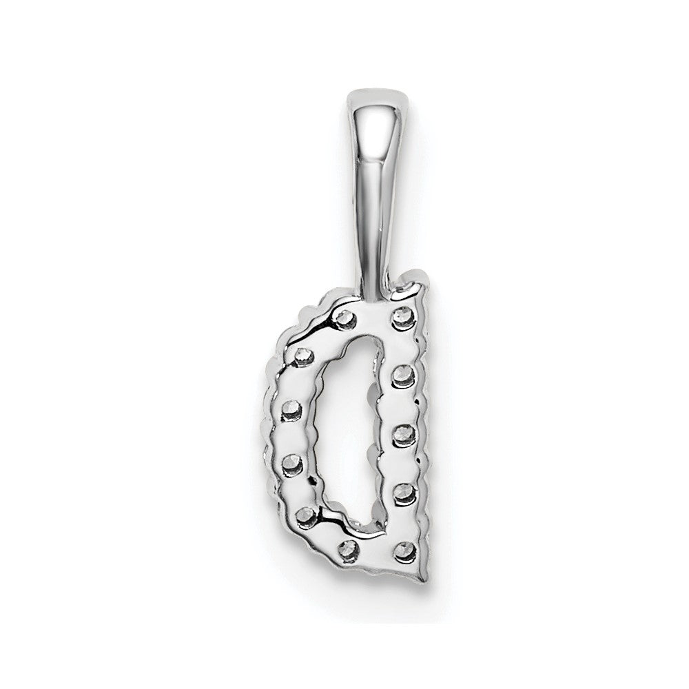 14k White Gold 1/10 carat Lab Grown Diamond VS/SI+ G+ Complete Letter D Initial Pendant