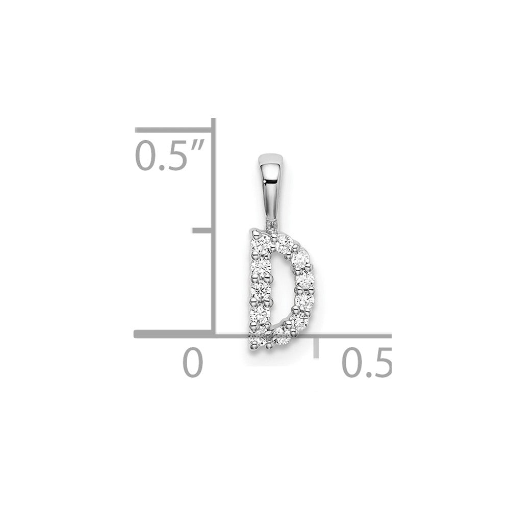 14k White Gold 1/10 carat Lab Grown Diamond VS/SI+ G+ Complete Letter D Initial Pendant