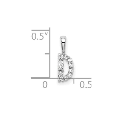 14k White Gold 1/10 carat Lab Grown Diamond VS/SI+ G+ Complete Letter D Initial Pendant