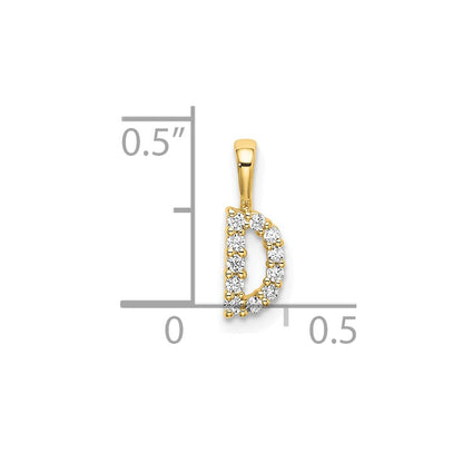 14k 1/10 carat Lab Grown Diamond VS/SI+ G+ Complete Letter D Initial Pendant