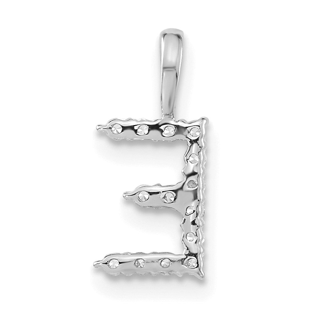 14k White Gold 1/8 carat Lab Grown Diamond VS/SI+ G+ Complete Letter E Initial Pendant