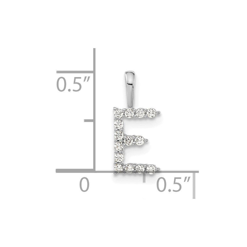 14k White Gold 1/8 carat Lab Grown Diamond VS/SI+ G+ Complete Letter E Initial Pendant