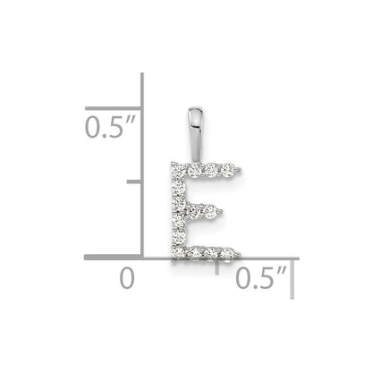 14k White Gold 1/8 carat Lab Grown Diamond VS/SI+ G+ Complete Letter E Initial Pendant
