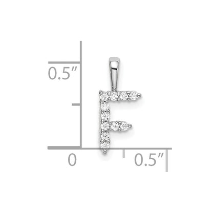 14k White Gold 1/8 carat Lab Grown Diamond VS/SI+ G+ Complete Letter F Initial Pendant