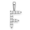 14k White Gold 1/8 carat Lab Grown Diamond VS/SI+ G+ Complete Letter F Initial Pendant