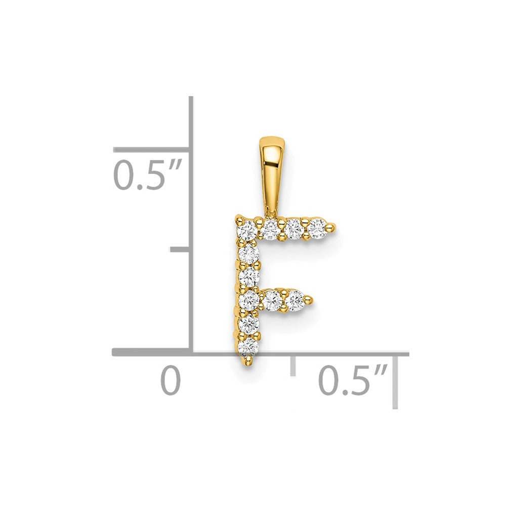 14k 1/8 carat Lab Grown Diamond VS/SI+ G+ Complete Letter F Initial Pendant
