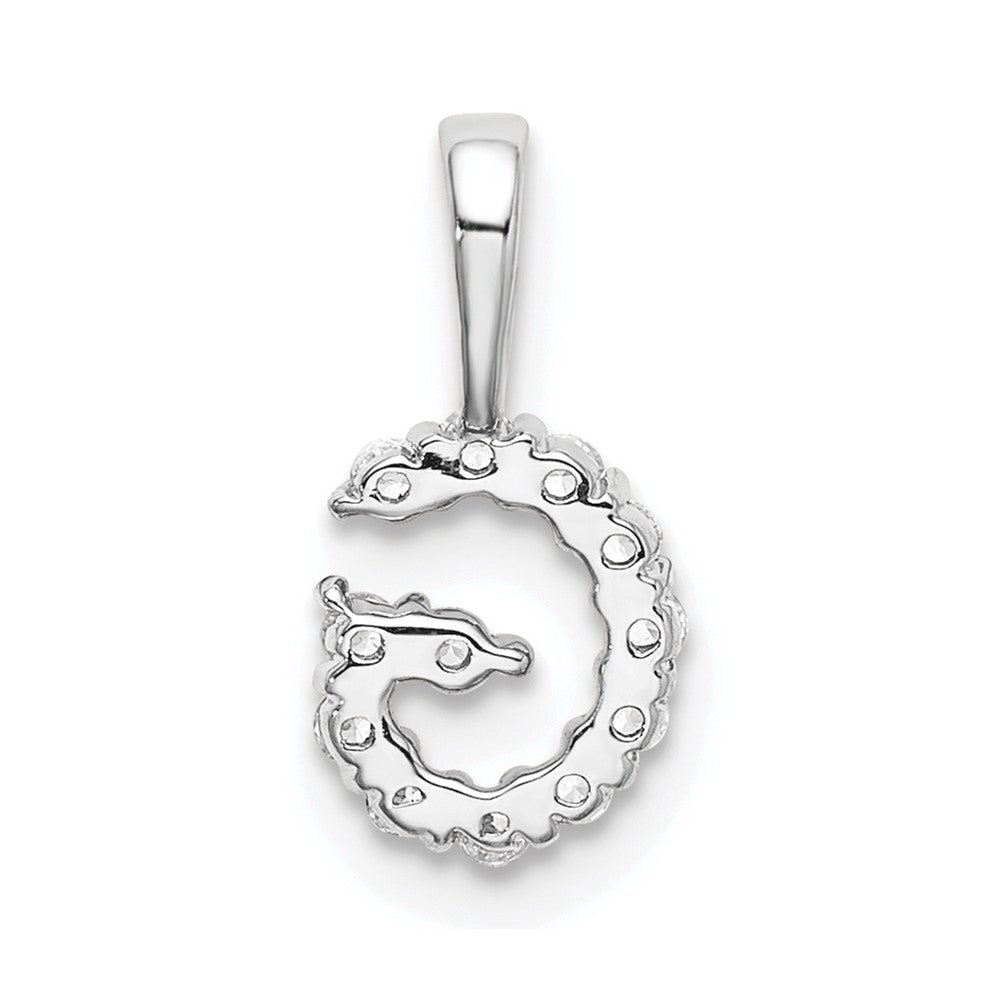 14k White Gold 1/8 carat Lab Grown Diamond VS/SI+ G+ Complete Letter G Intitial Pendant