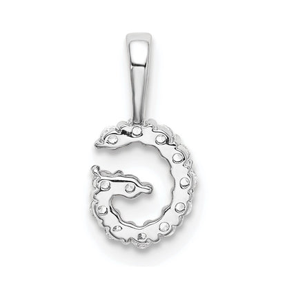 14k White Gold 1/8 carat Lab Grown Diamond VS/SI+ G+ Complete Letter G Intitial Pendant