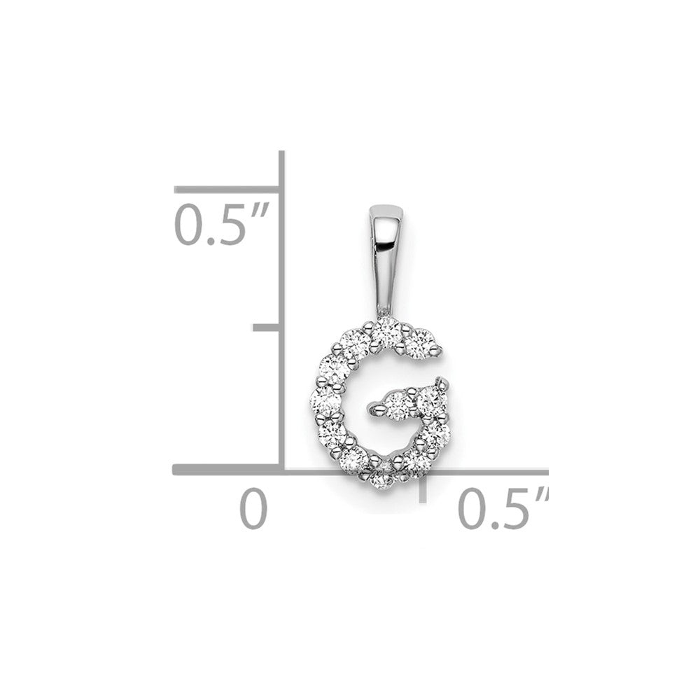 14k White Gold 1/8 carat Lab Grown Diamond VS/SI+ G+ Complete Letter G Intitial Pendant
