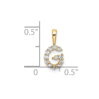 14k 1/8 carat Lab Grown Diamond VS/SI+ G+ Complete Letter G Intitial Pendant