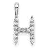14k White Gold 1/6 carat Lab Grown Diamond VS/SI+ G+ Complete Letter H Initial Pendant