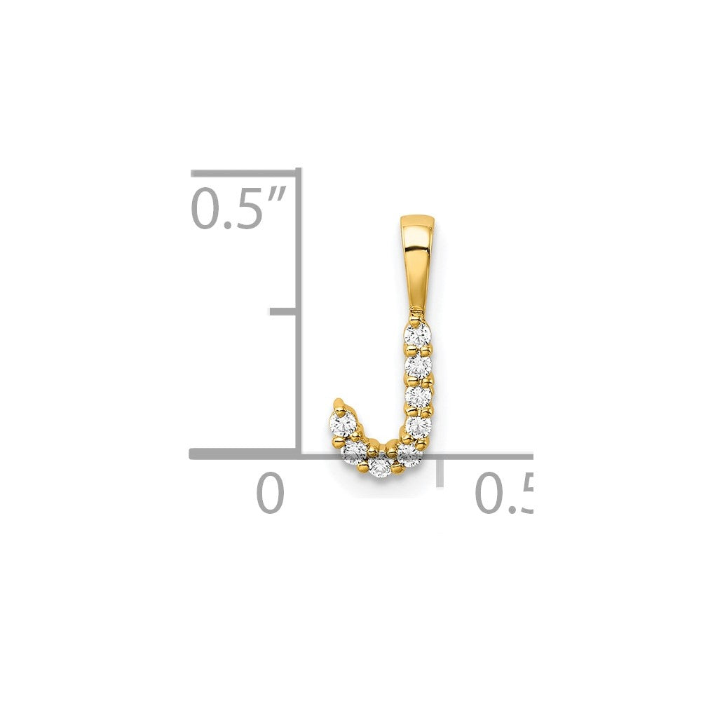 14k 1/10 carat Lab Grown Diamond VS/SI+ G+ Complete Letter J Initial Pendant
