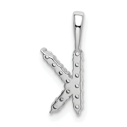 14k White Gold 1/8 carat Lab Grown Diamond VS/SI+ G+ Complete Letter K Initial Pendant