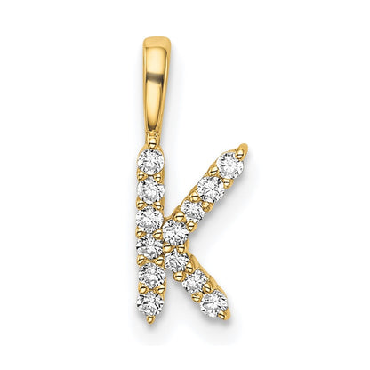 14k 1/8 carat Lab Grown Diamond VS/SI+ G+ Complete Letter K Initial Pendant