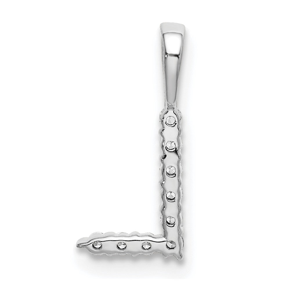 14k White Gold 1/10 carat Lab Grown Diamond VS/SI+ G+ Complete Letter L Initial Pendant