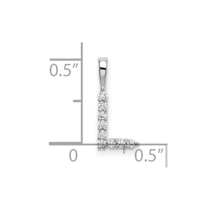 14k White Gold 1/10 carat Lab Grown Diamond VS/SI+ G+ Complete Letter L Initial Pendant