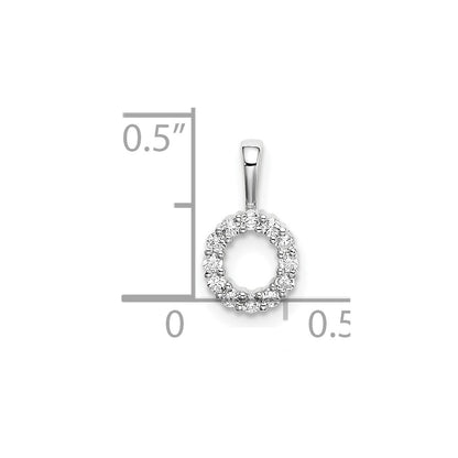 14k White Gold 1/8 carat Lab Grown Diamond VS/SI+ G+ Complete Letter O Intitial Pendant