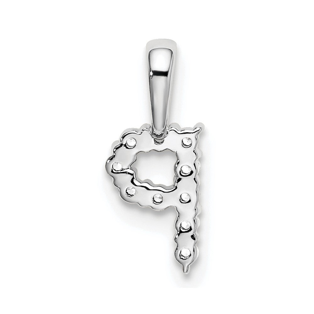 14k White Gold 1/10 carat Lab Grown Diamond VS/SI+ G+ Complete Letter P Initial Pendant