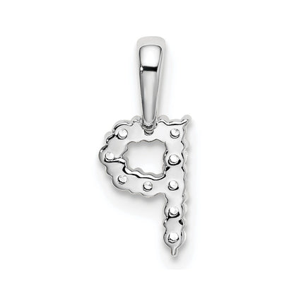 14k White Gold 1/10 carat Lab Grown Diamond VS/SI+ G+ Complete Letter P Initial Pendant