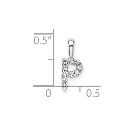 14k White Gold 1/10 carat Lab Grown Diamond VS/SI+ G+ Complete Letter P Initial Pendant