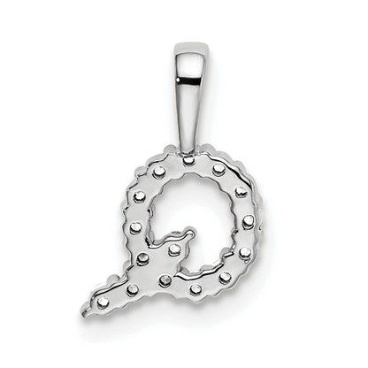14k White Gold 1/6 carat Lab Grown Diamond VS/SI+ G+ Complete Letter Q Initial Pendant