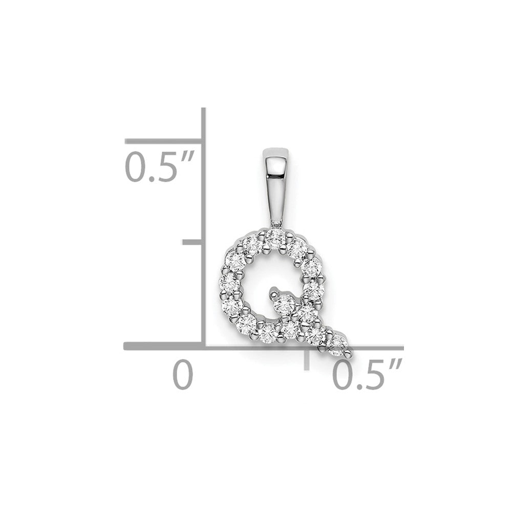 14k White Gold 1/6 carat Lab Grown Diamond VS/SI+ G+ Complete Letter Q Initial Pendant