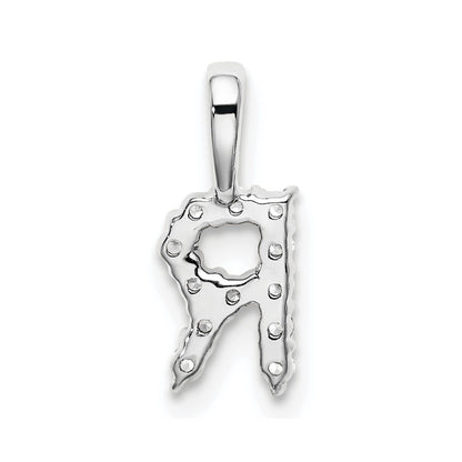 14k White Gold 1/8 carat Lab Grown Diamond VS/SI+ G+ Complete Letter R Initial Pendant