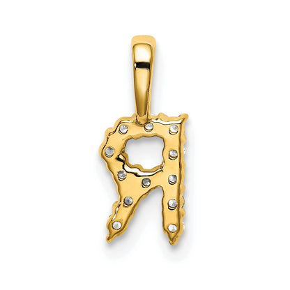 14k 1/8 carat Lab Grown Diamond VS/SI+ G+ Complete Letter R Initial Pendant
