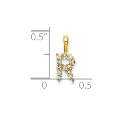 14k 1/8 carat Lab Grown Diamond VS/SI+ G+ Complete Letter R Initial Pendant