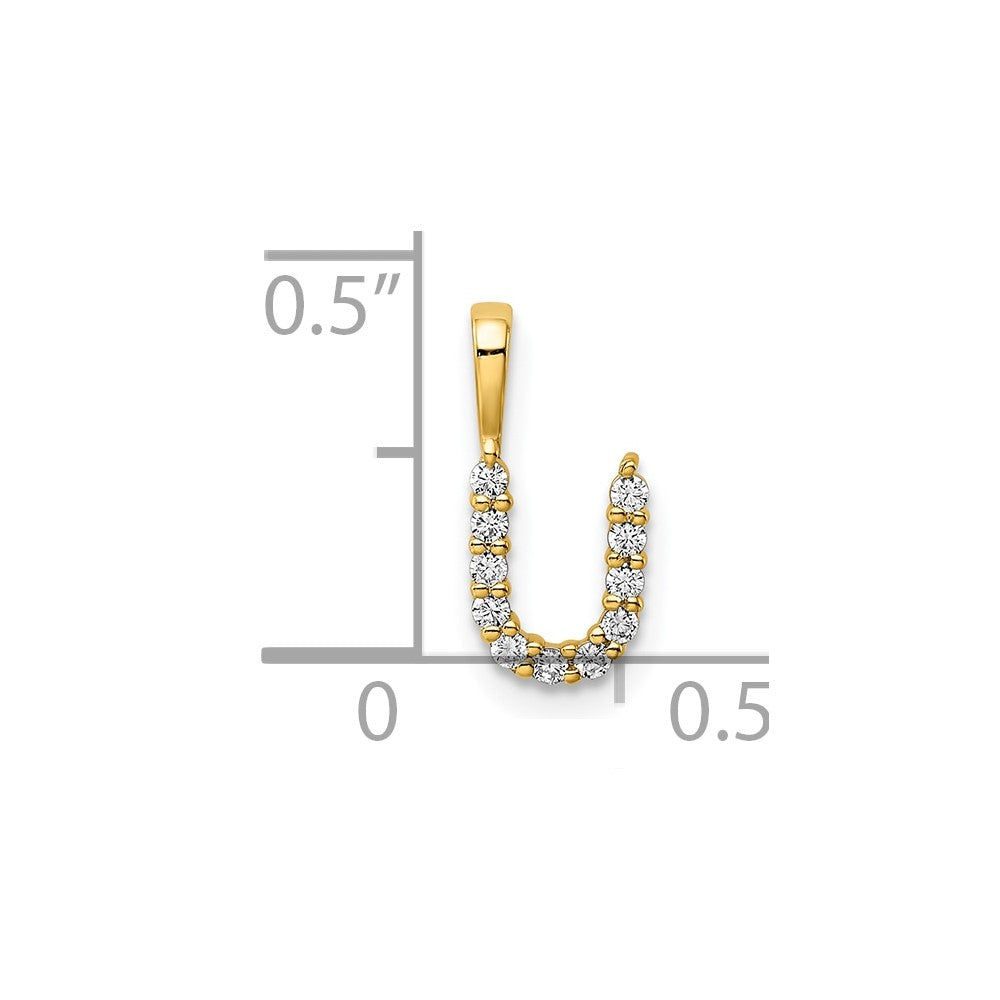 14k 1/8 carat Lab Grown Diamond VS/SI+ G+ Complete Letter U Initial Pendant