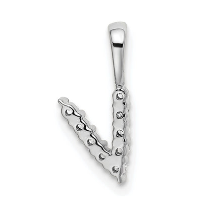 14k White Gold 1/10 carat Lab Grown Diamond VS/SI+ G+ Complete 18 inch Letter V Initial Pendant Necklace