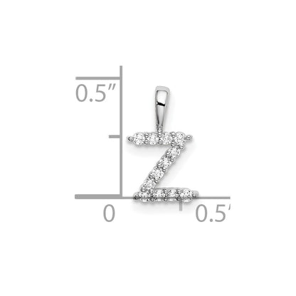 14k White Gold 1/8 carat Lab Grown Diamond VS/SI+ G+ Complete Letter Z Intitial Pendant